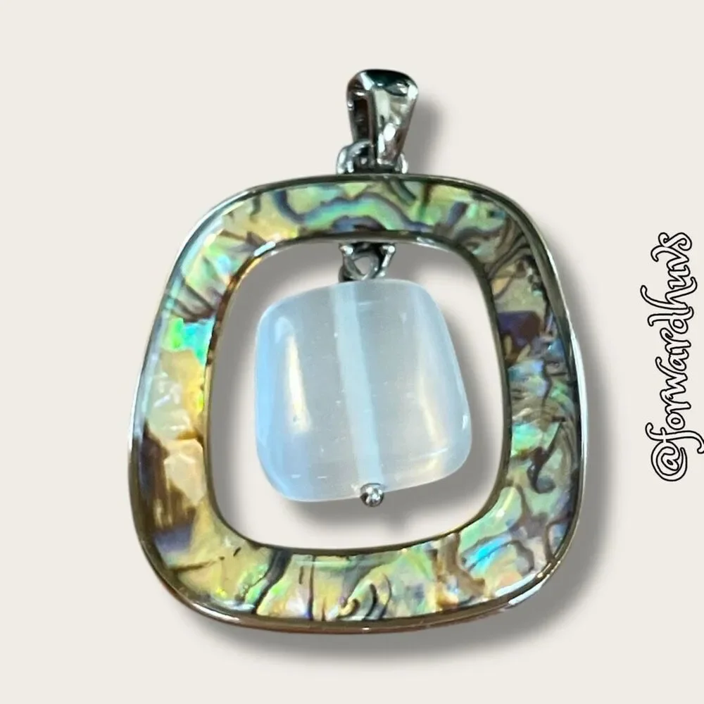Bundle Sale 3 for $15 | Silver-Tone Abalone Pendant | Faux Moonstone